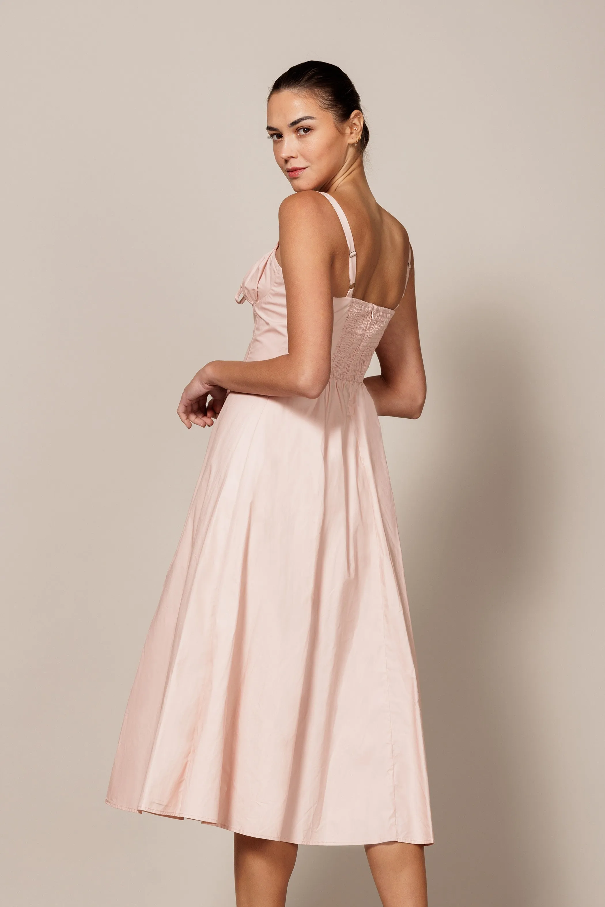 Pale Rose Sleeveless Midi Dress With Front Tie sold by Pinkblush product image thumbnail 2