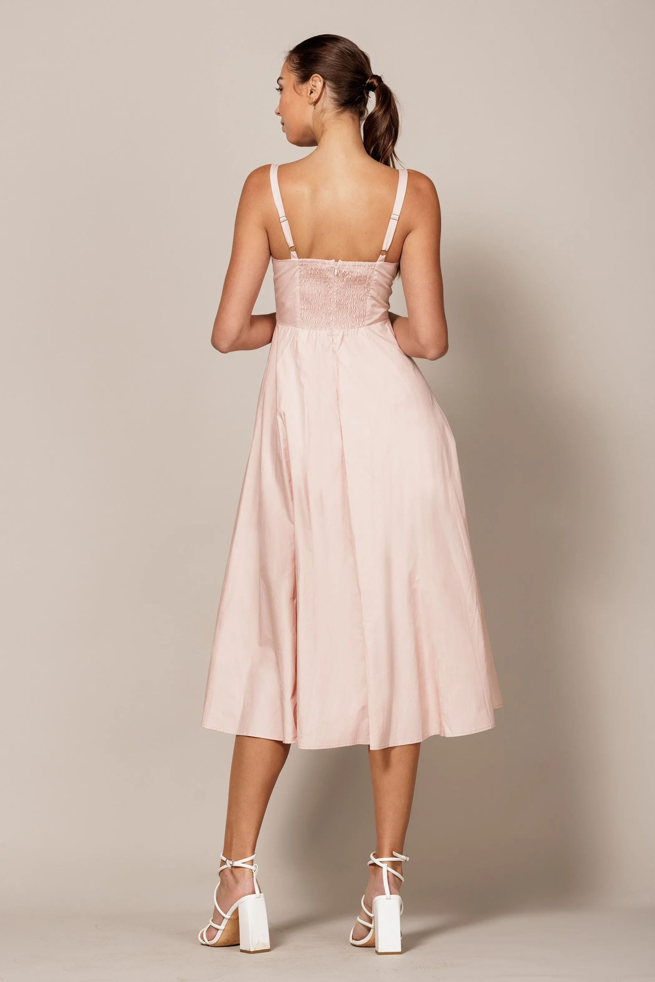 Pale Rose Sleeveless Midi Dress With Front Tie sold by Pinkblush product image thumbnail 3