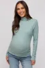 Green Ribbed Long Sleeve Maternity Turtle Neck Top sold by Pinkblush