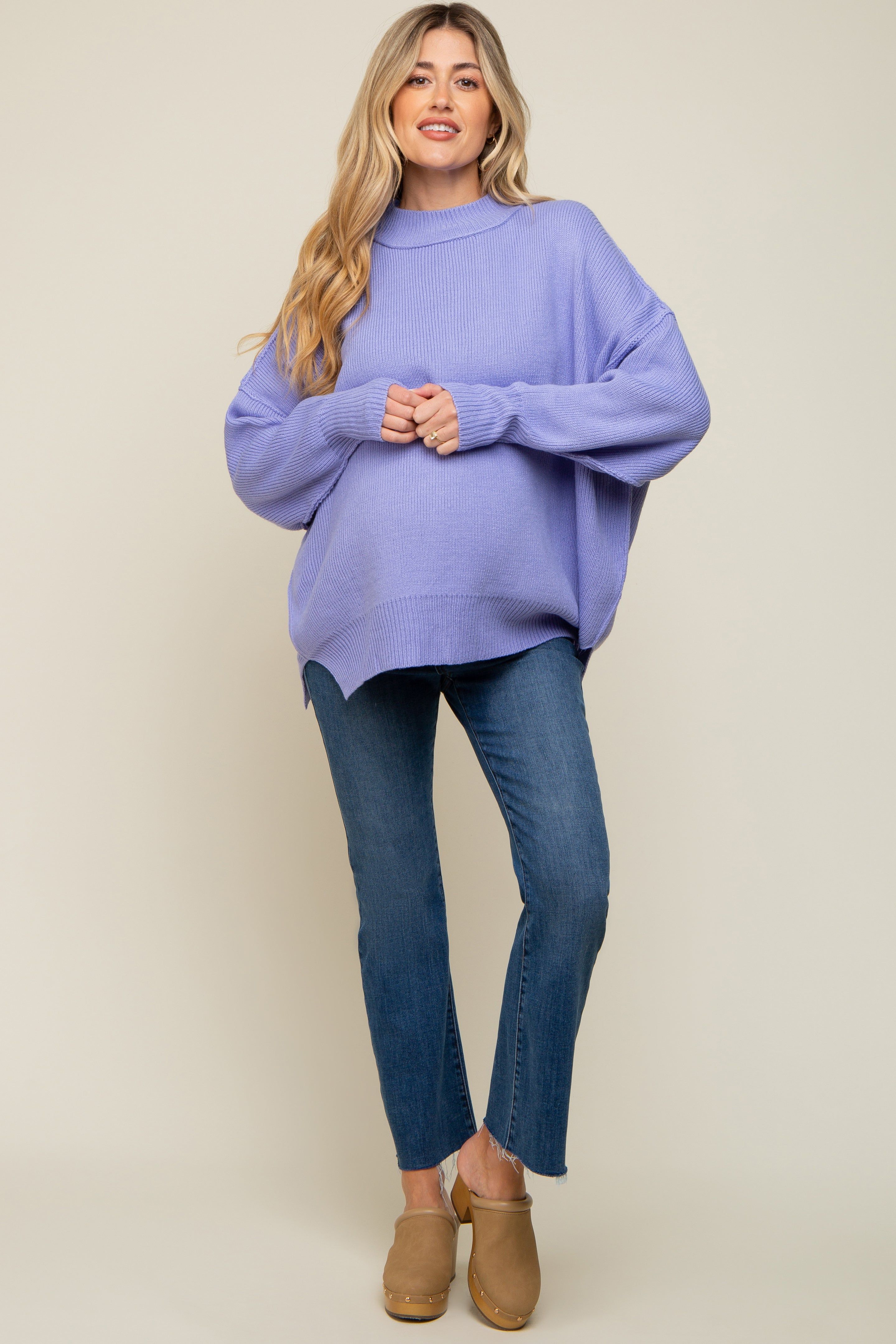 Lavender Mock Neck Maternity Sweater sold by Pinkblush product image thumbnail 4