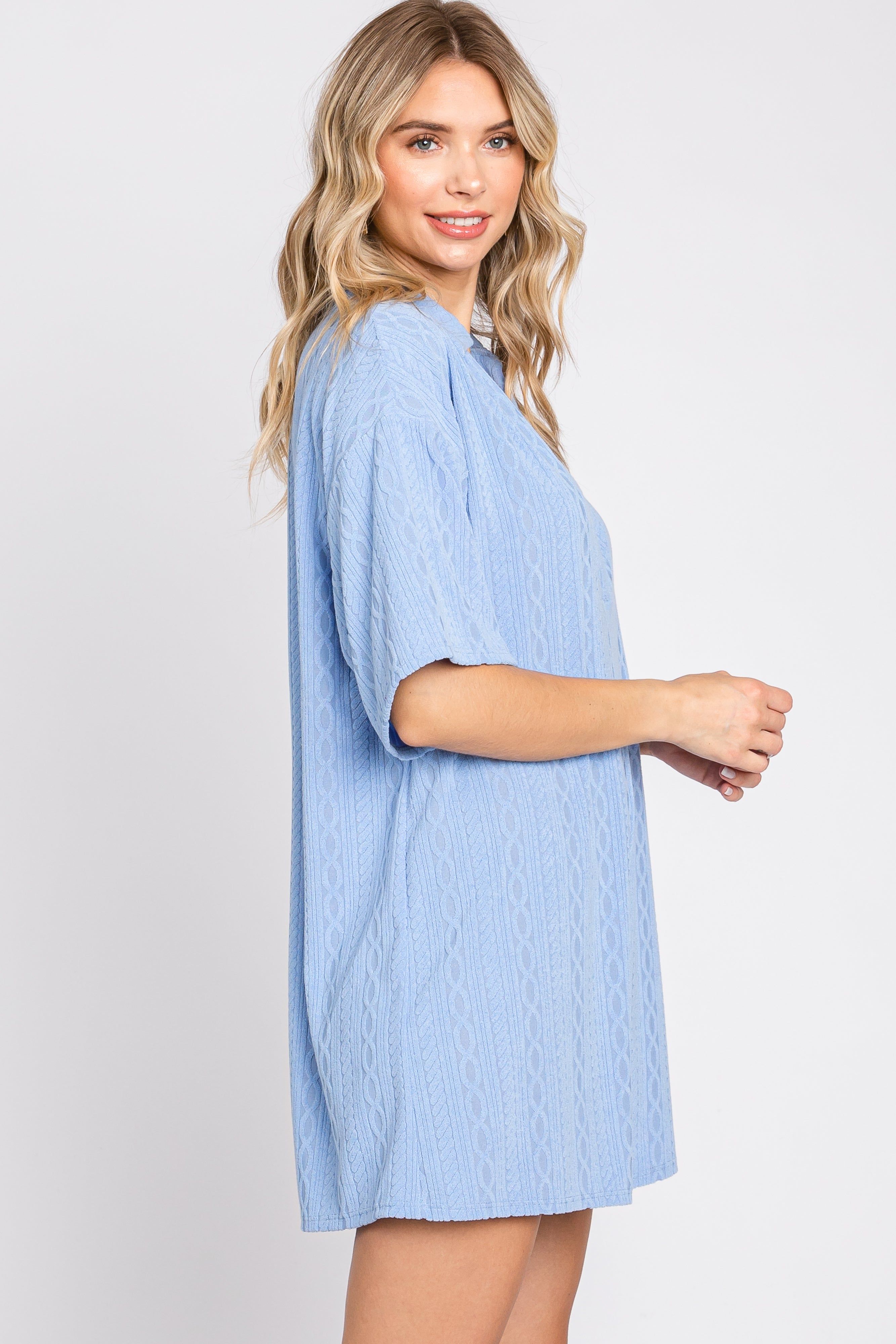 Blue Terry Cloth Collared Romper sold by Pinkblush product image thumbnail 2