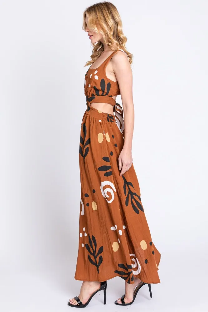 Camel Printed Cutout Maxi Dress sold by Pinkblush product image thumbnail 2