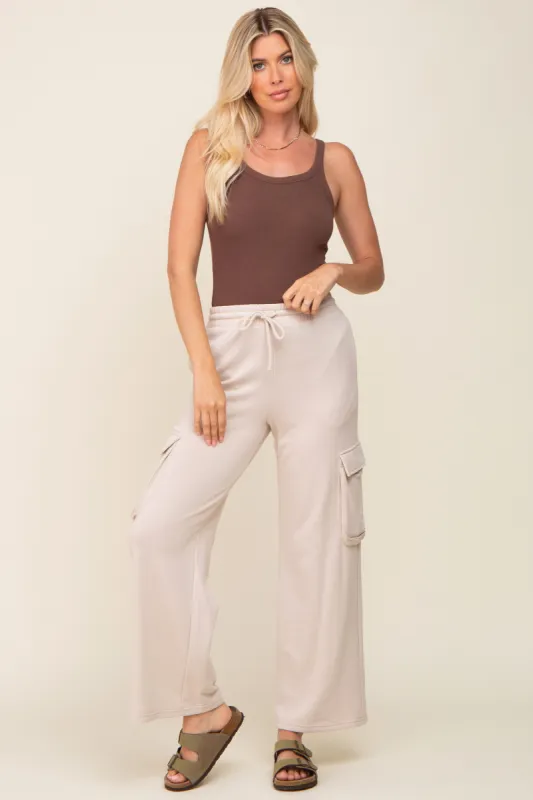 Beige Pocketed Sweatpants sold by Pinkblush