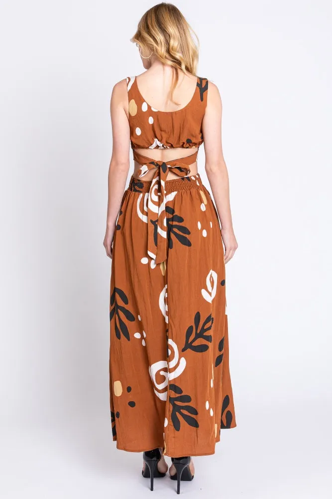 Camel Printed Cutout Maxi Dress sold by Pinkblush product image thumbnail 3