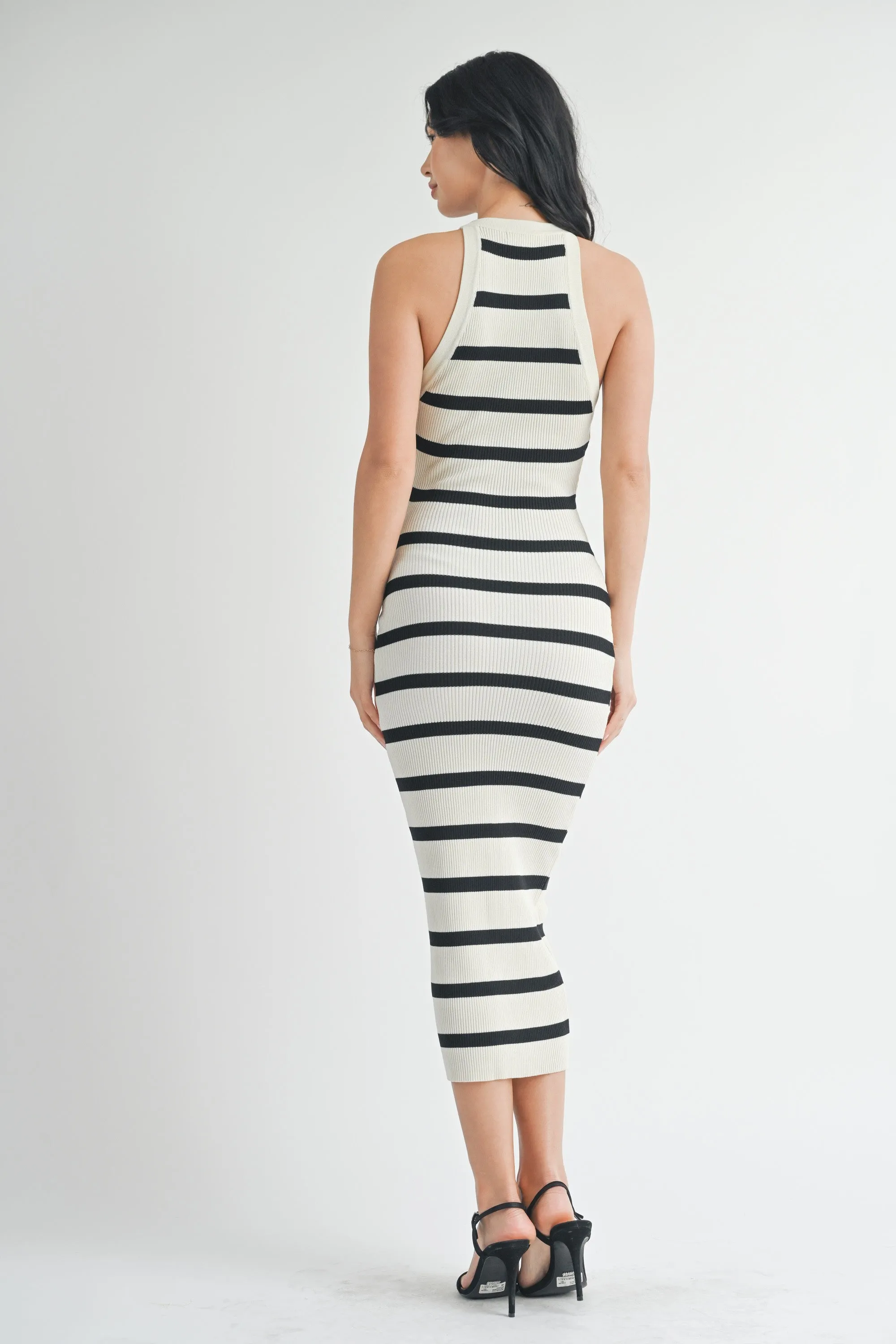 Ivory Striped Fitted Knit Dress sold by Pinkblush product image thumbnail 3