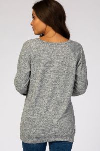 Grey Soft Knit Long Sleeve Maternity Top sold by Pinkblush
