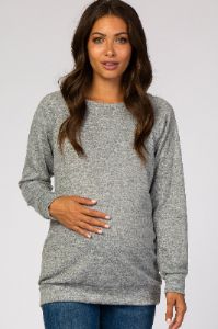 Grey Soft Knit Long Sleeve Maternity Top sold by Pinkblush