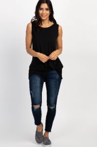 PinkBlush Black Sleeveless Knot Top sold by Pinkblush