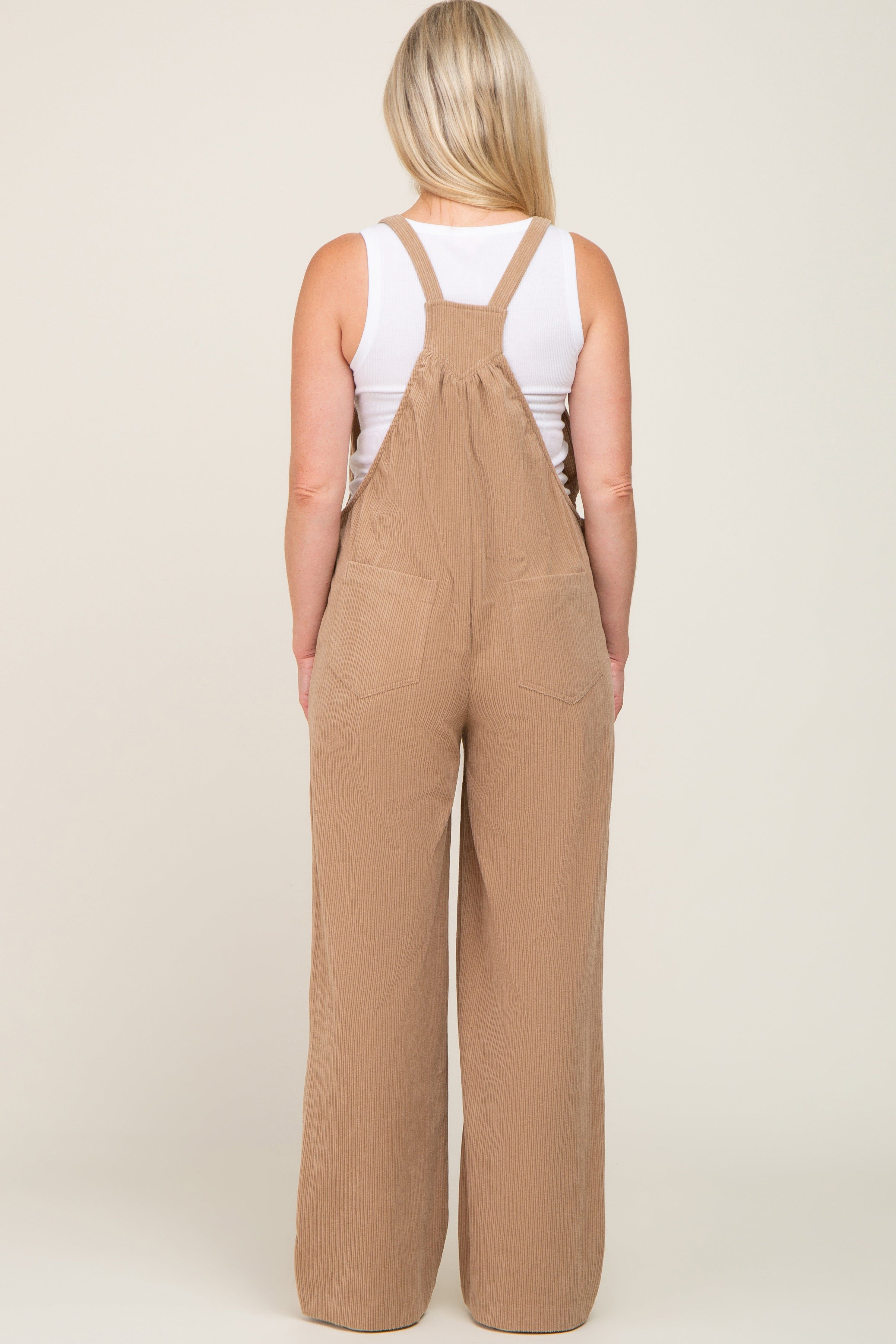 Taupe Corduroy Maternity Overalls sold by Pinkblush product image thumbnail 3