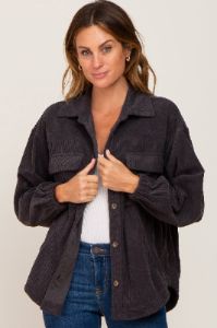 Charcoal Corduroy Front Pocket Shacket sold by Pinkblush