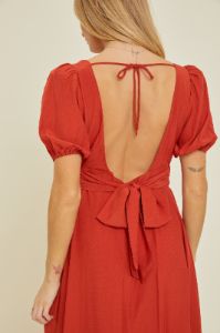 Rust Open Back Midi Dress sold by Pinkblush