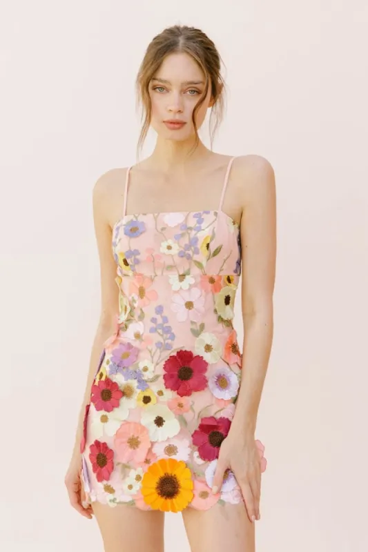Pink Multi Floral Collaged Mini Dress sold by Pinkblush