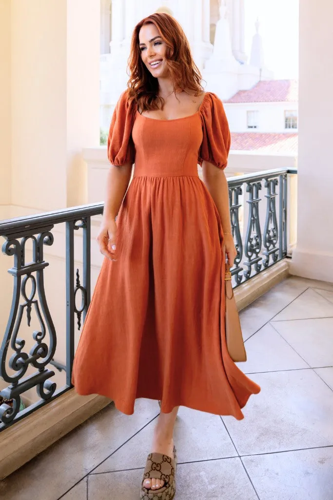 Spice Linen Midi Dress sold by Pinkblush