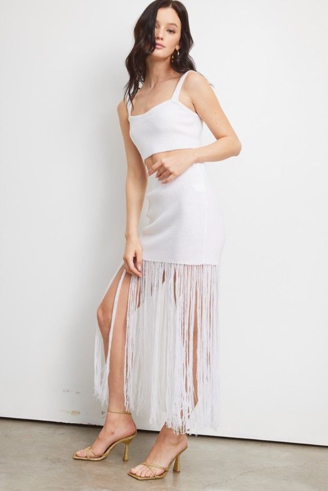 White Two Piece Set With Fringe sold by Pinkblush product image thumbnail 2