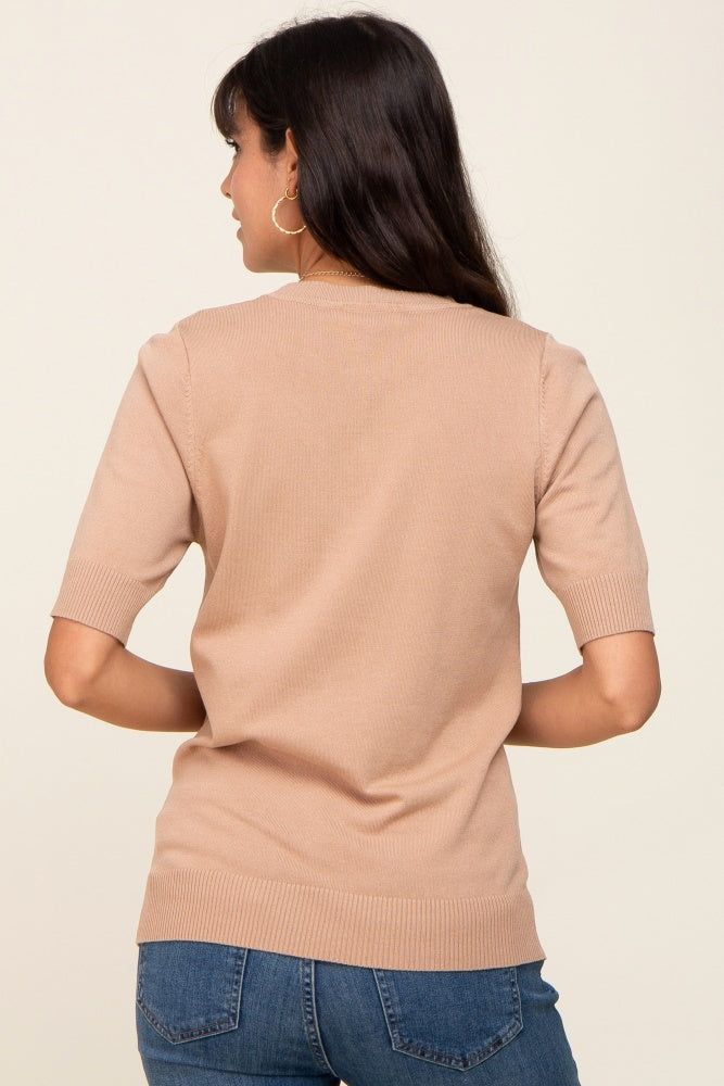 Mocha Knit Fitted Blouse sold by Pinkblush product image thumbnail 3