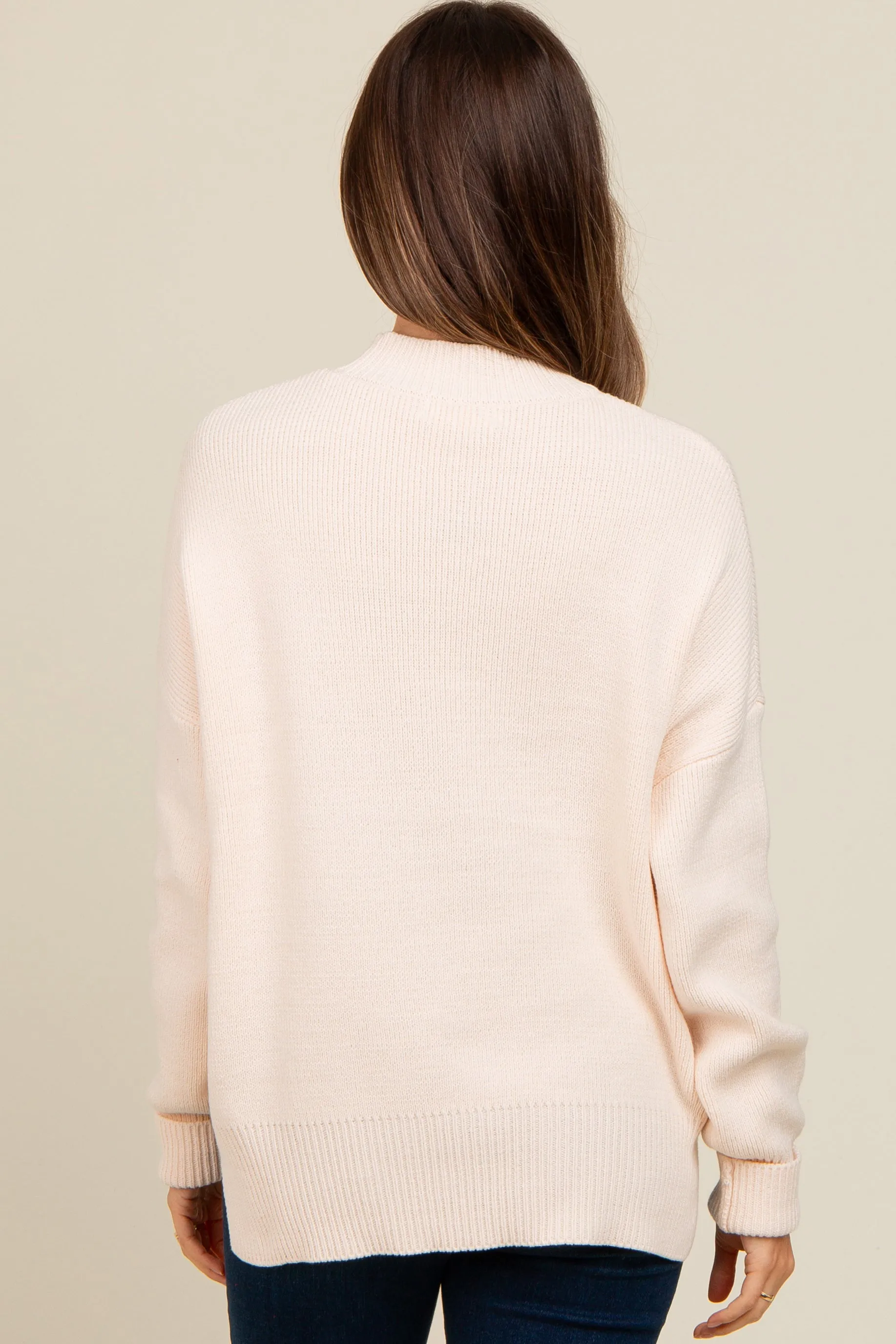 Cream Mock Neck Basic Maternity Sweater sold by Pinkblush product image thumbnail 3