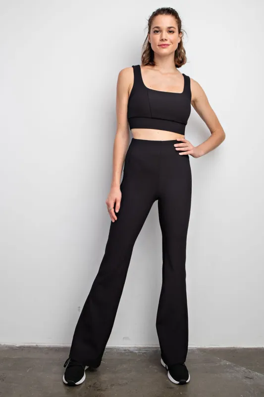 Black Ribbed Flared Leggings sold by Pinkblush