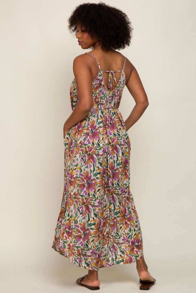 Violet Floral Sleeveless Jumpsuit sold by Pinkblush product image thumbnail 3