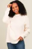 Cream Mock Neck Basic Maternity Sweater sold by Pinkblush