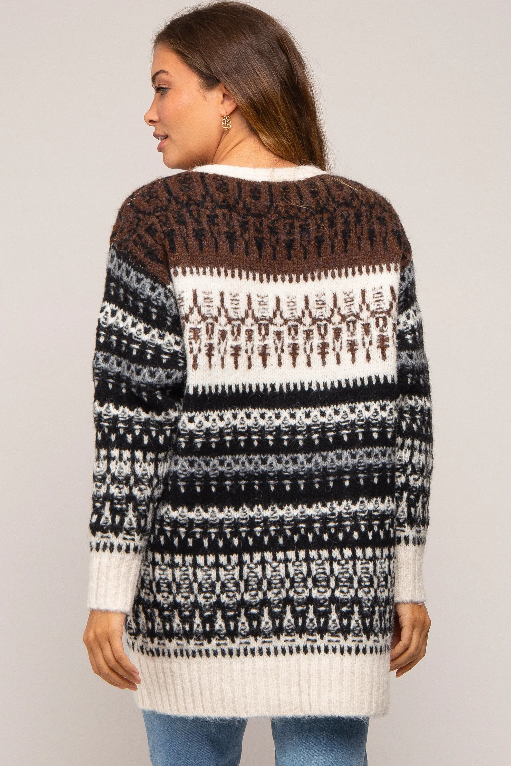 Black Pattern Fuzzy Knit Maternity Cardigan sold by Pinkblush product image thumbnail 4