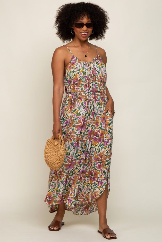 Violet Floral Sleeveless Jumpsuit sold by Pinkblush product image thumbnail 4