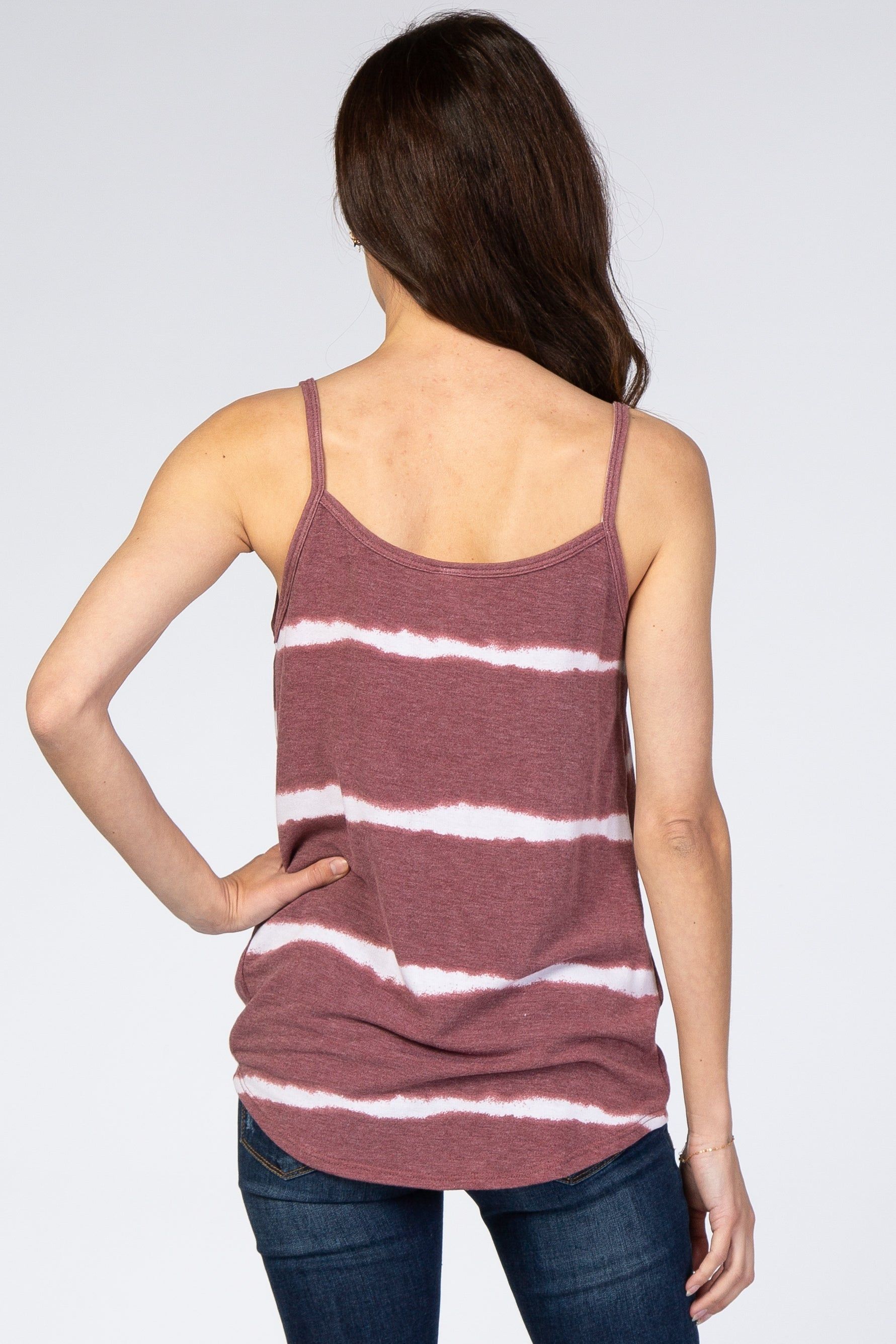 Mauve Tie Dye Striped Tank Top sold by Pinkblush product image thumbnail 3