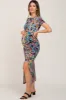 Black Multi-Color Floral Side Slit Maternity Maxi Dress sold by Pinkblush