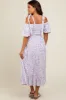 Lavender Floral Off Shoulder Smocked Maternity Dress sold by Pinkblush