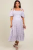 Lavender Floral Off Shoulder Smocked Maternity Dress sold by Pinkblush