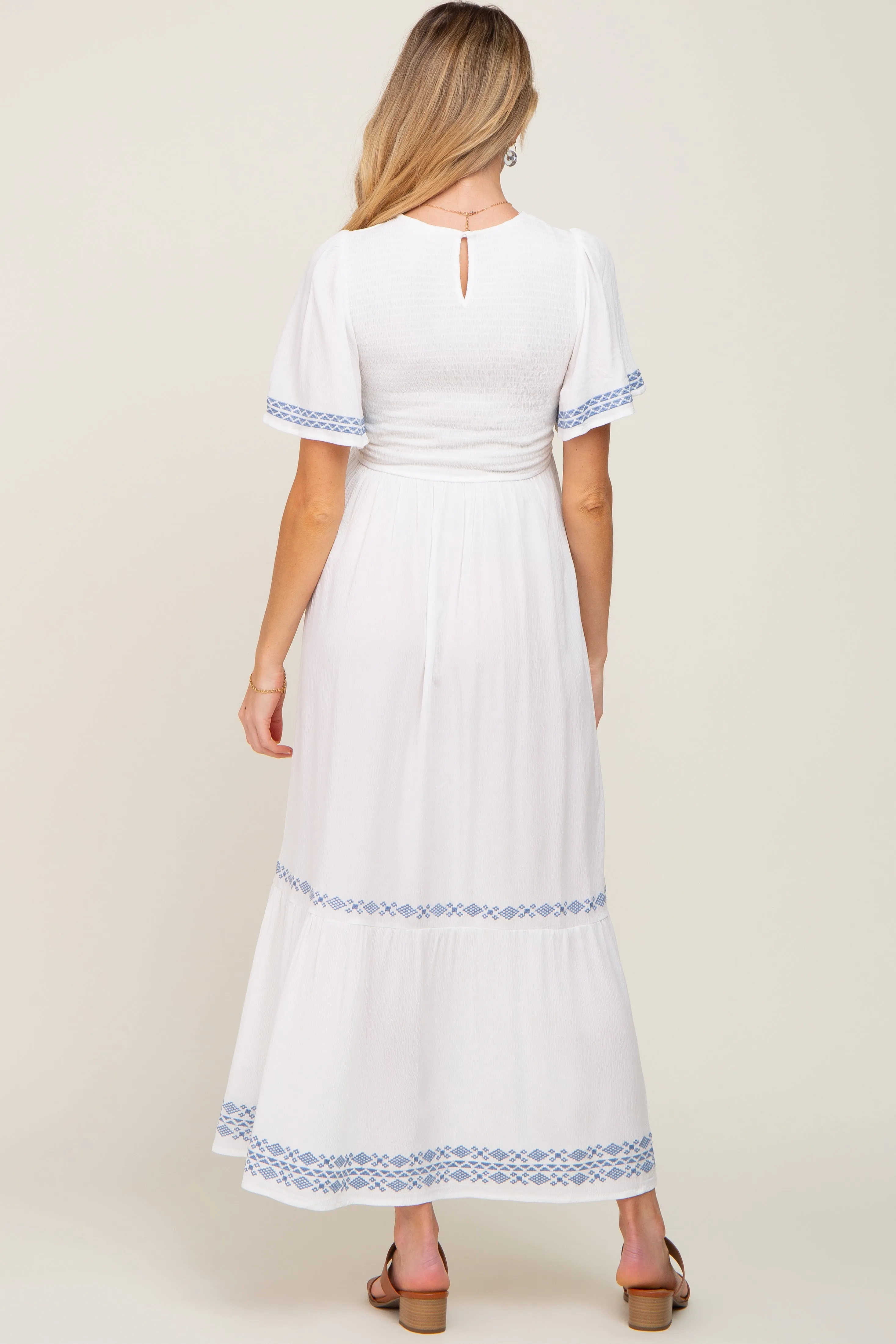 White Embroidered Accent Maternity Maxi Dress sold by Pinkblush product image thumbnail 3