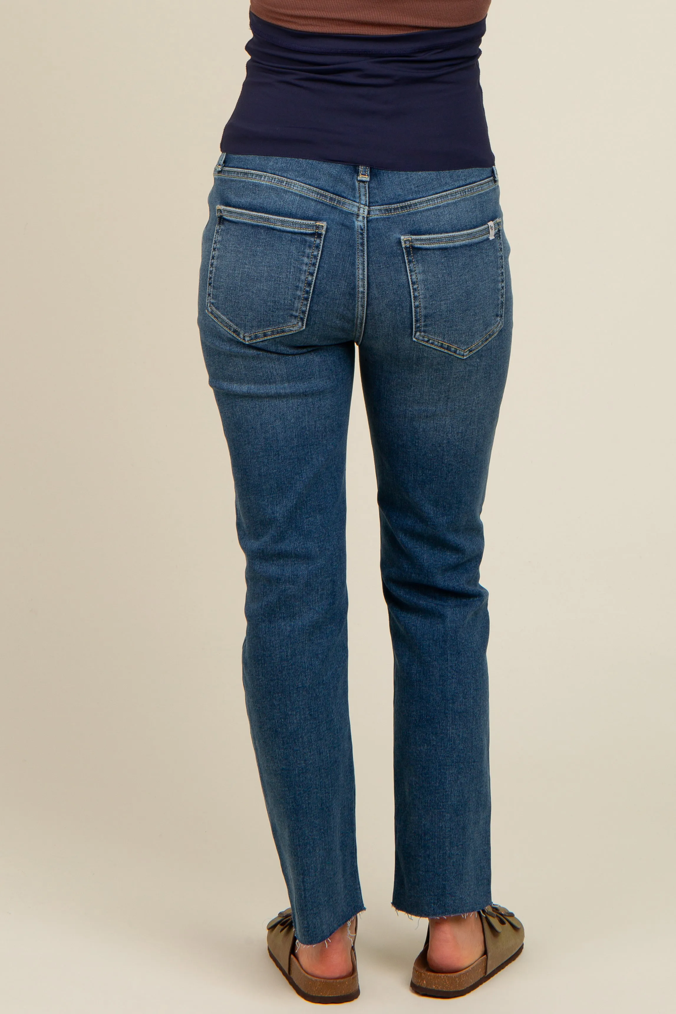 Navy Blue Straight Raw Cut Maternity Jeans sold by Pinkblush product image thumbnail 5