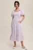 Lavender Floral Off Shoulder Smocked Maternity Dress sold by Pinkblush