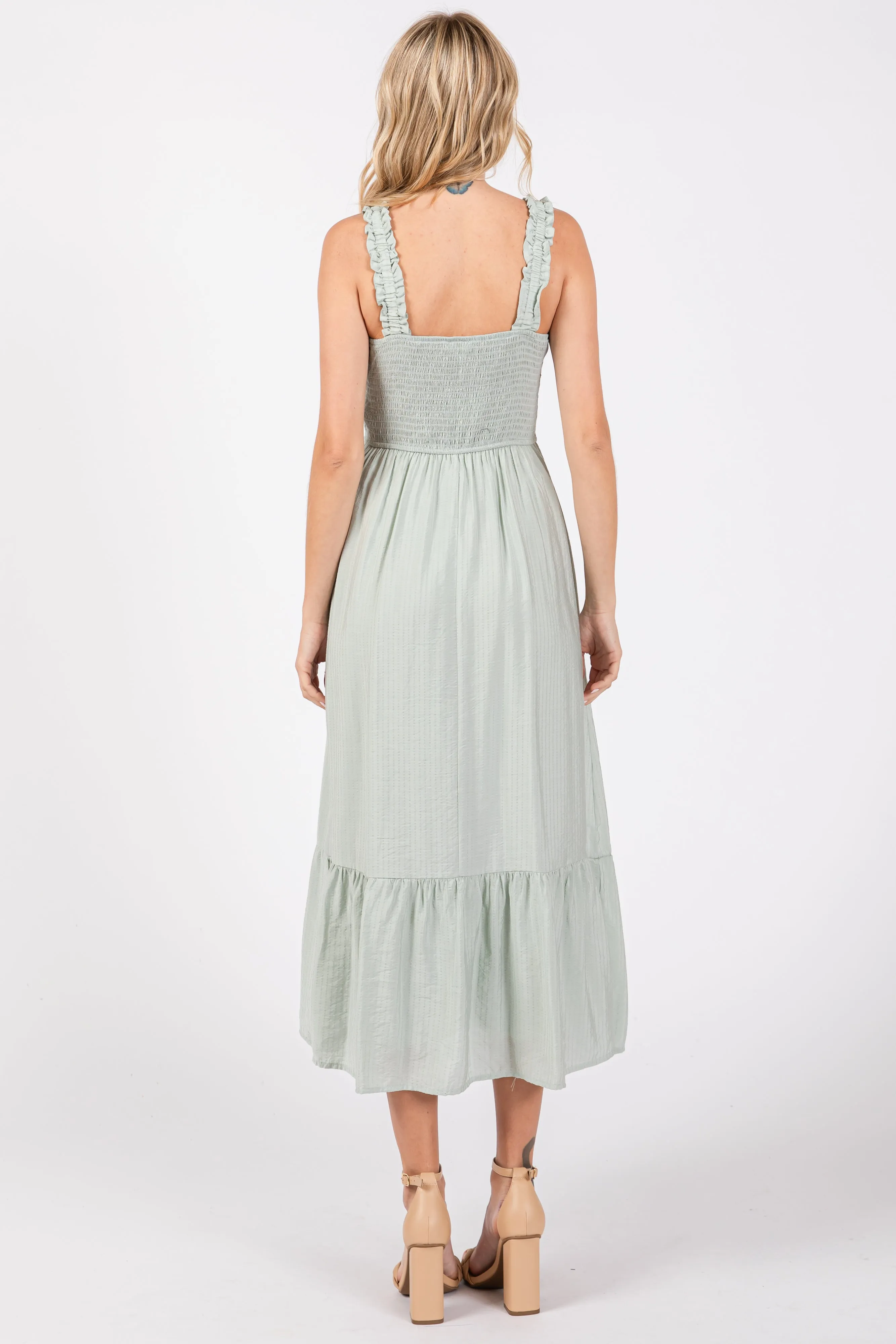 Mint Smocked Bodice Maxi Dress sold by Pinkblush product image thumbnail 3
