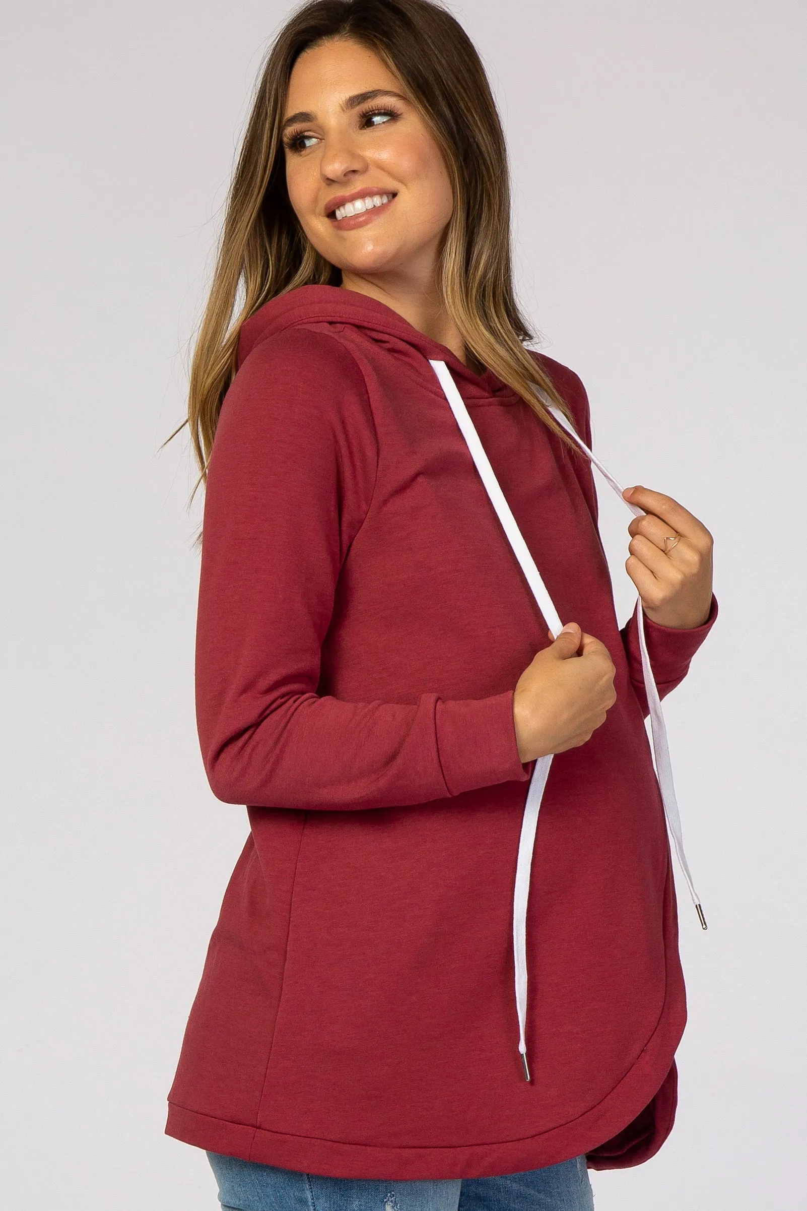 Red Layered Front Maternity/Nursing Fleece Hoodie sold by Pinkblush product image thumbnail 2