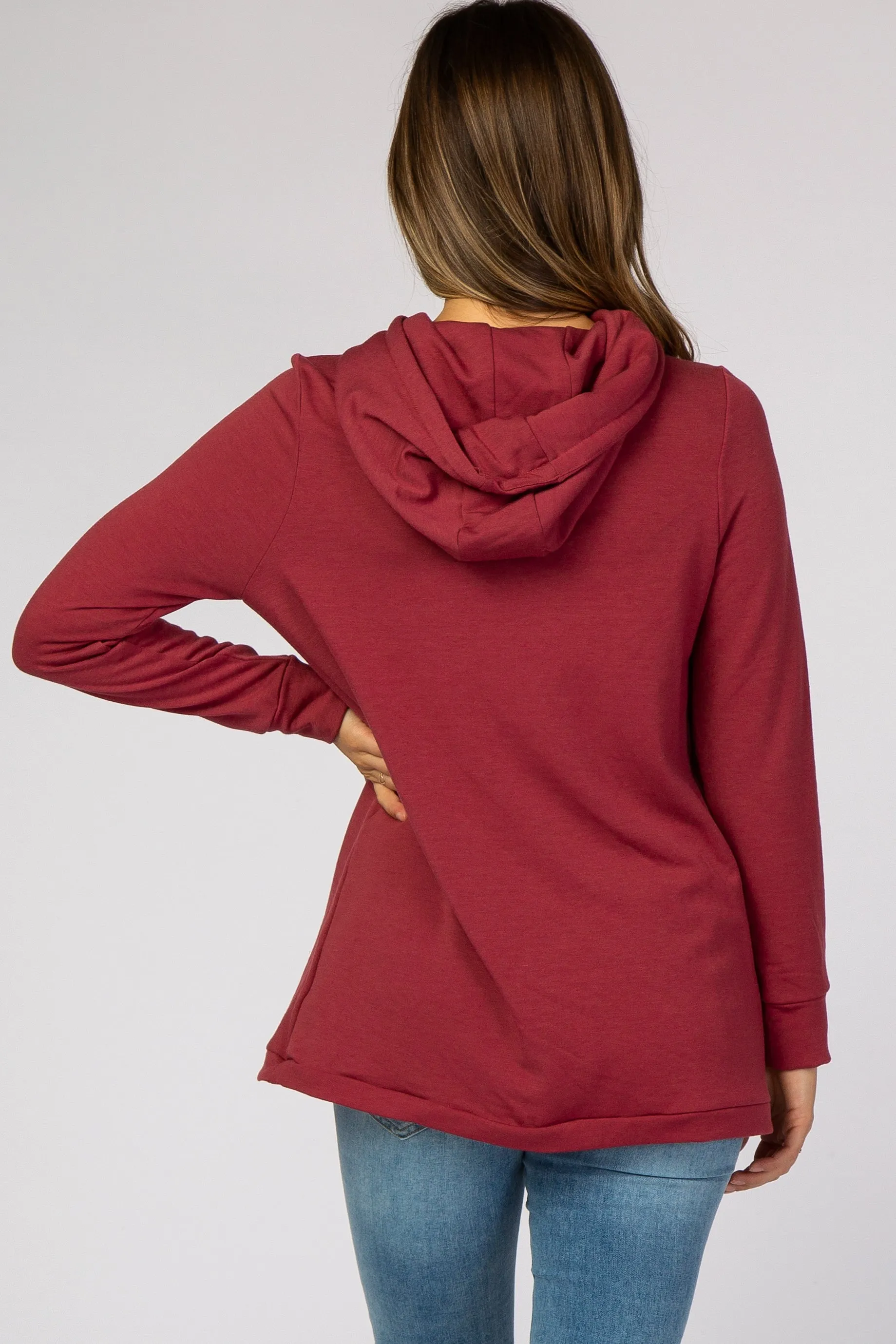 Red Layered Front Maternity/Nursing Fleece Hoodie sold by Pinkblush product image thumbnail 3
