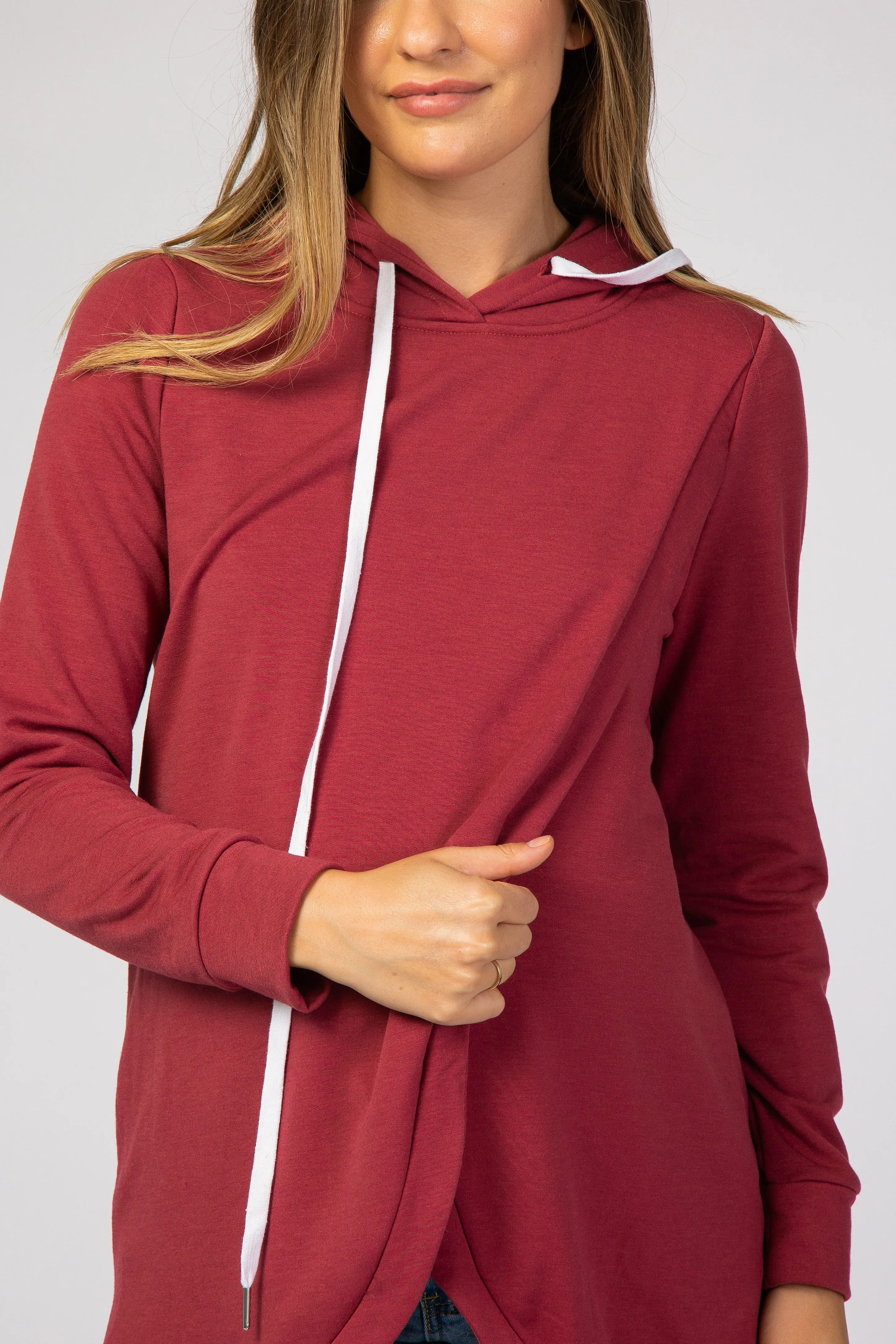 Red Layered Front Maternity/Nursing Fleece Hoodie sold by Pinkblush product image thumbnail 4