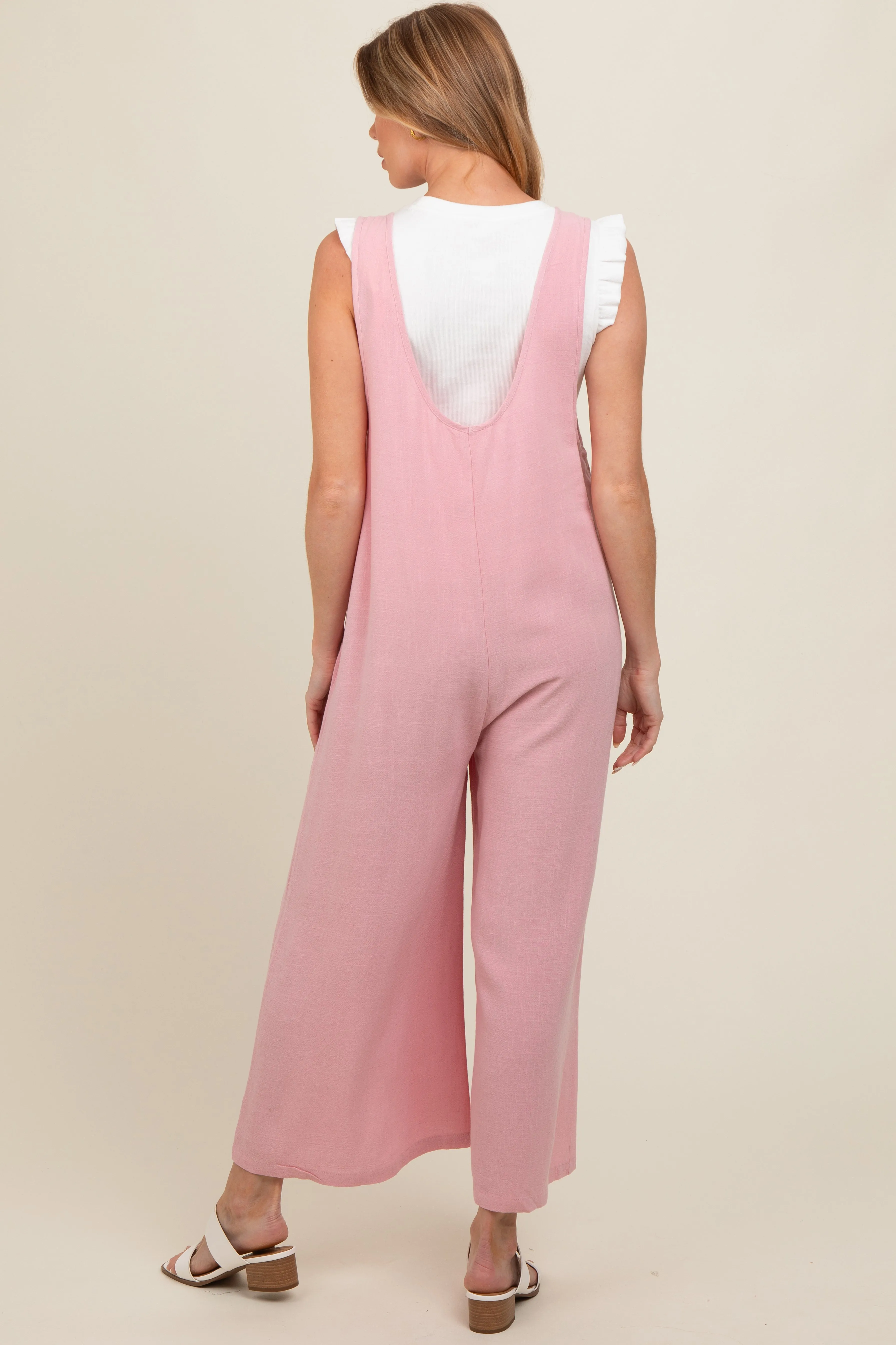 Pink V-Neck Wide Leg Maternity Jumpsuit sold by Pinkblush product image thumbnail 3
