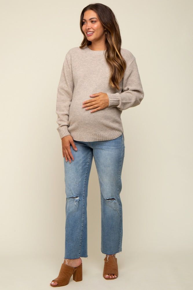 Beige Knit Pullover Maternity Sweater sold by Pinkblush product image thumbnail 4