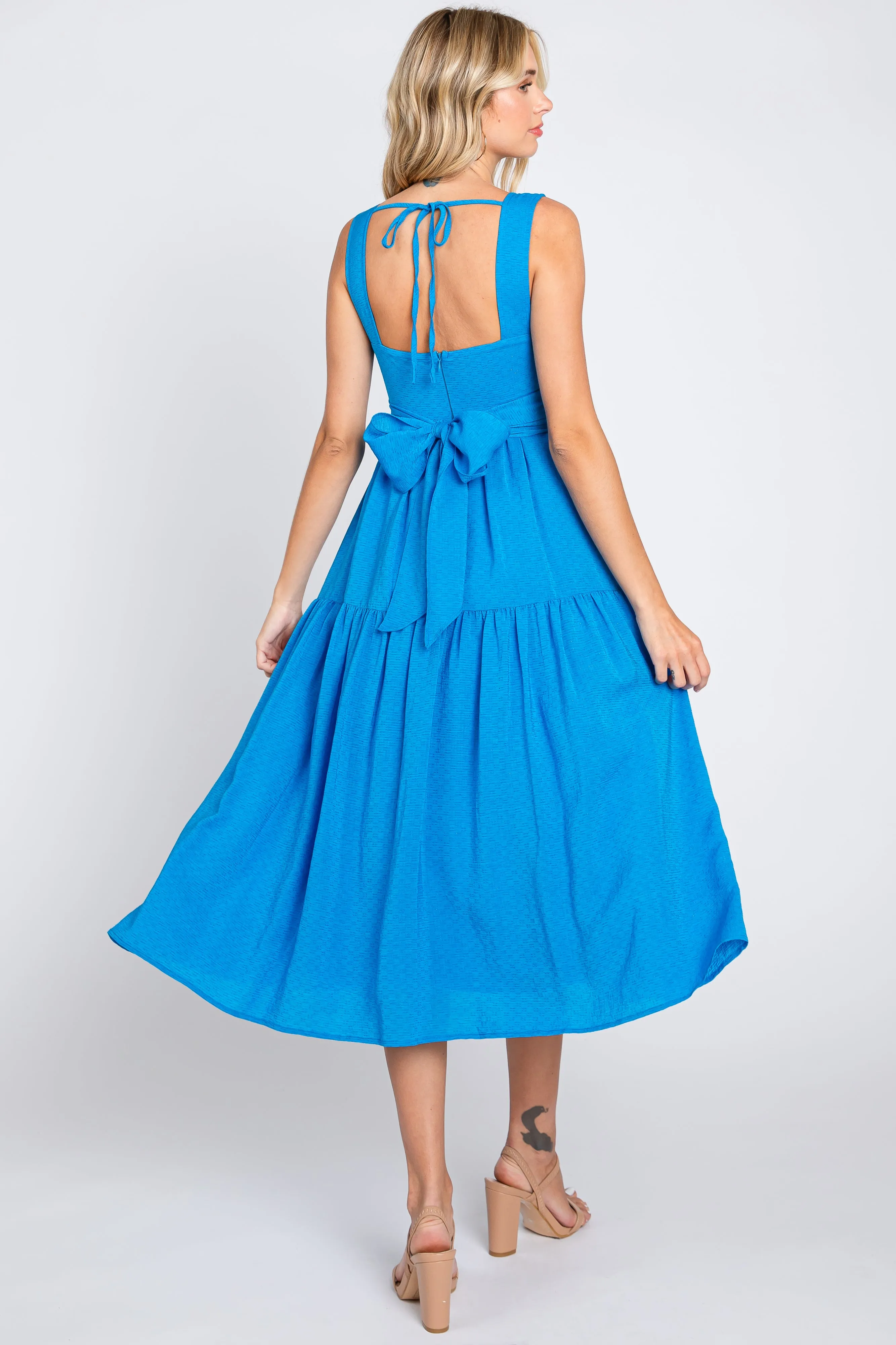 Blue Wrap Front Accent Midi Dress sold by Pinkblush product image thumbnail 3