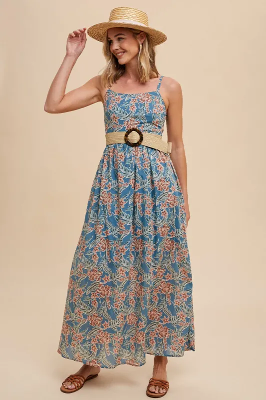 Blue Floral Lightweight Sleeveless Dress sold by Pinkblush