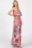 Multi Color Floral Smocked Ruffle Strapless Wide Leg Jumpsuit sold by Pinkblush