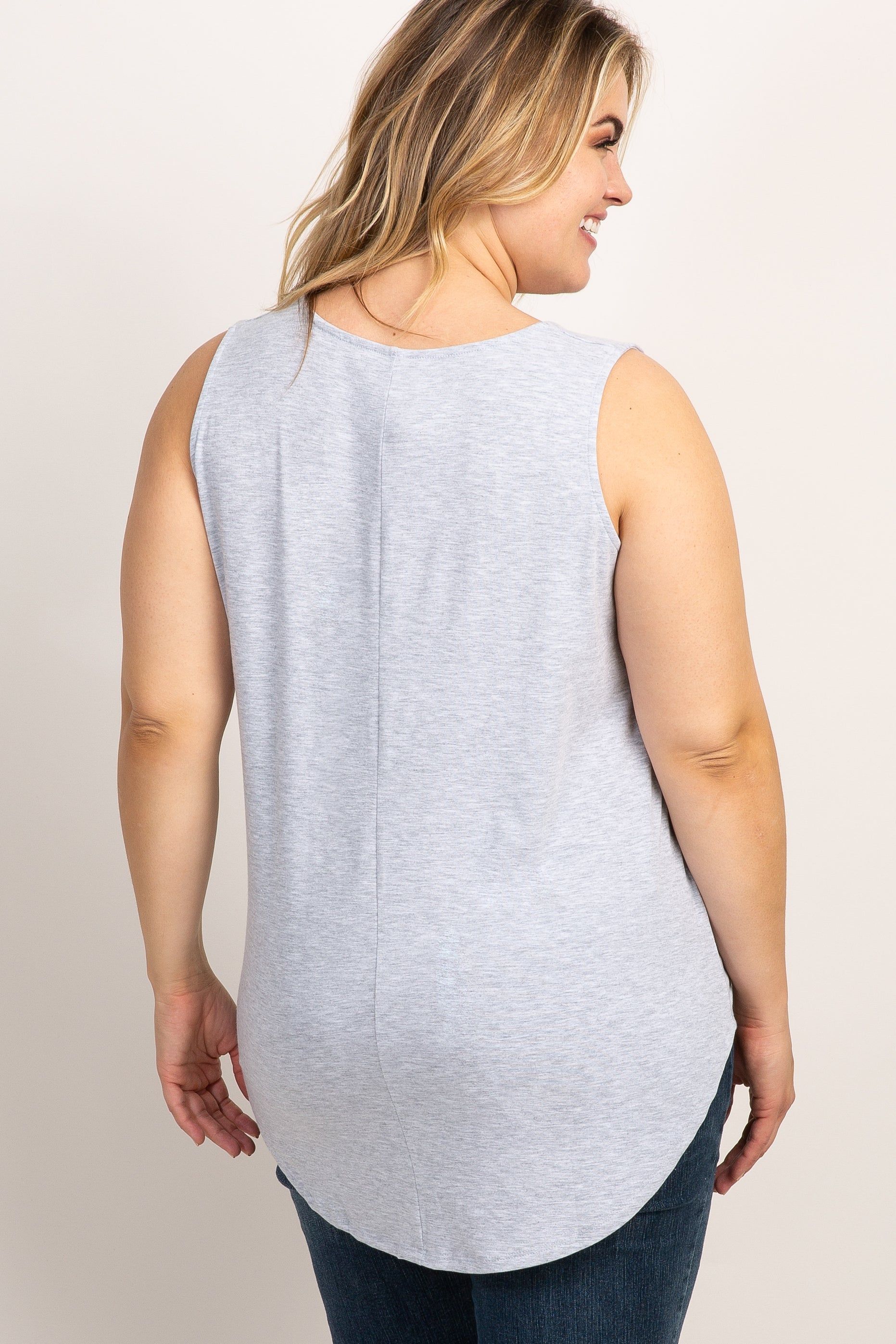 Heather Grey Basic Sleeveless Plus Maternity Top sold by Pinkblush product image thumbnail 2