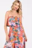 Multi Color Floral Smocked Ruffle Strapless Wide Leg Jumpsuit sold by Pinkblush
