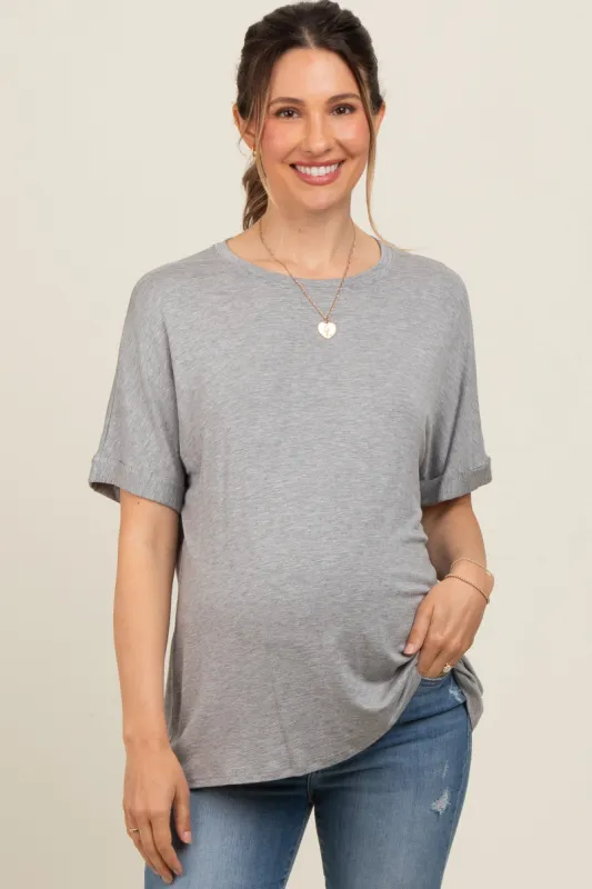 Heather Grey Relaxed Fit Maternity T-Shirt sold by Pinkblush