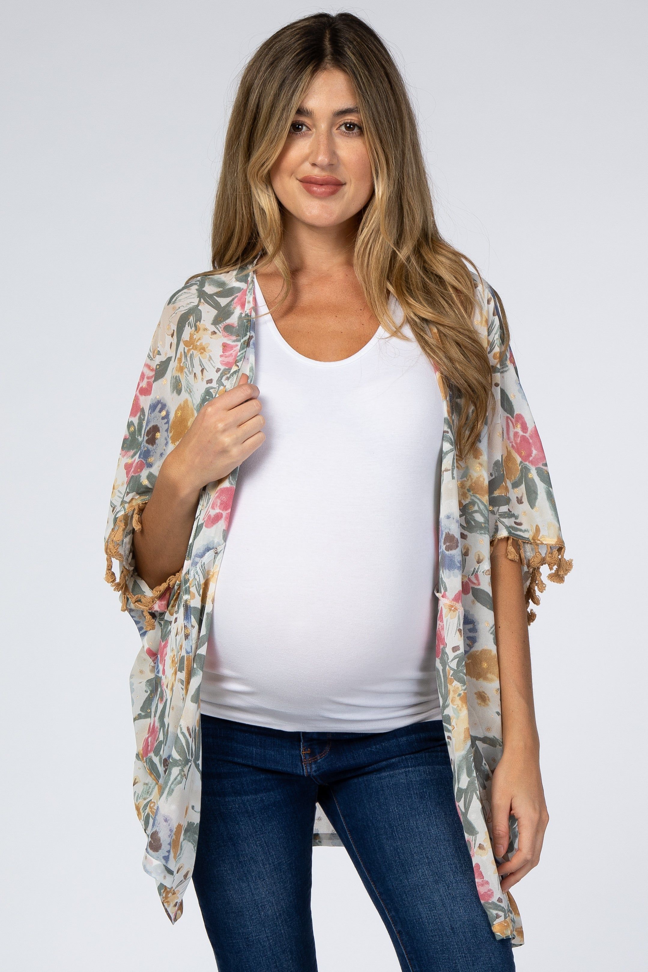 Yellow Floral Print Maternity Cover Up sold by Pinkblush