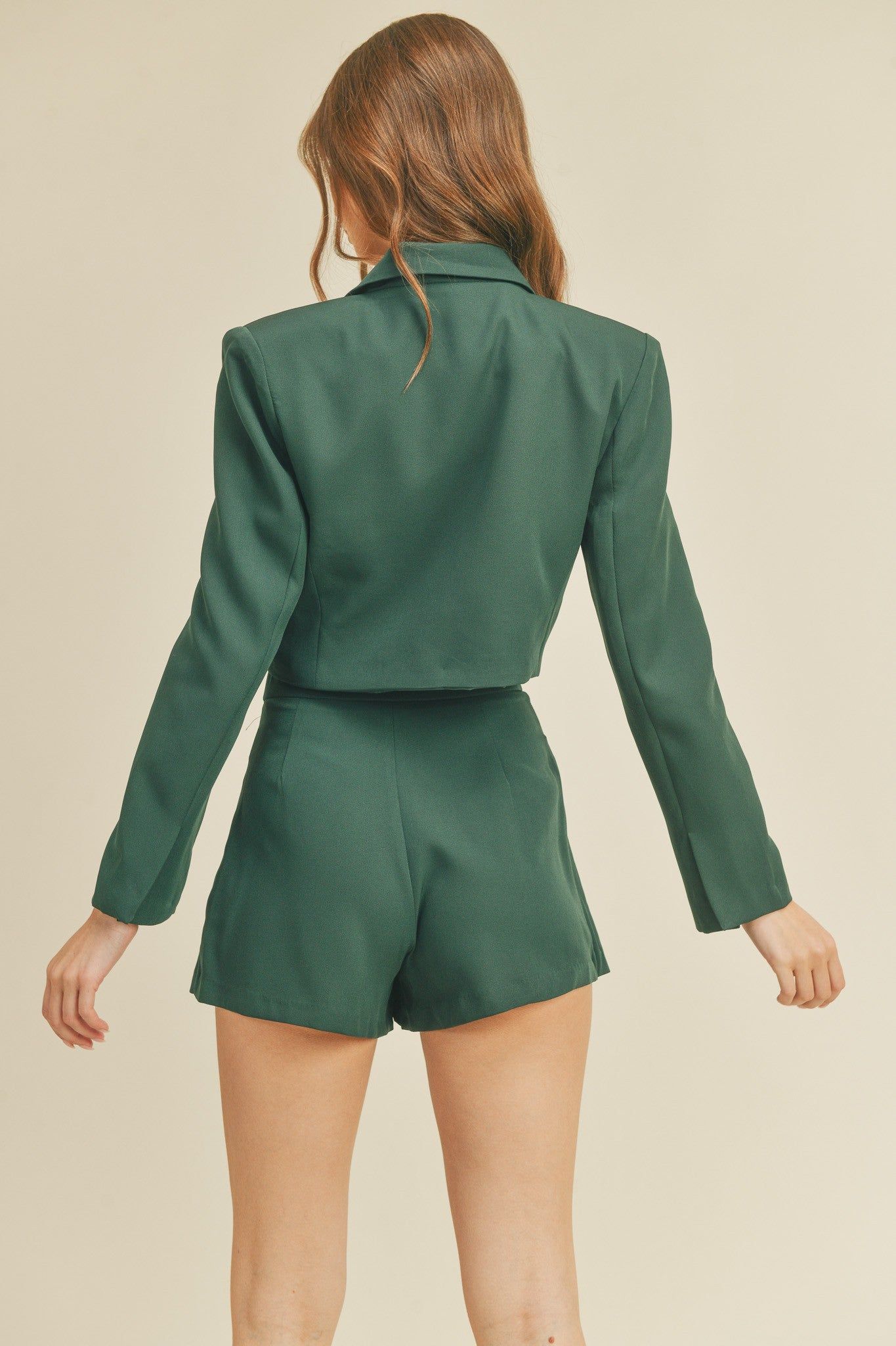 Hunter Green Cropped Blazer And Skort Set sold by Pinkblush product image thumbnail 4