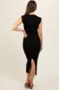 Black Ribbed Cap Sleeve Maternity Midi Dress sold by Pinkblush
