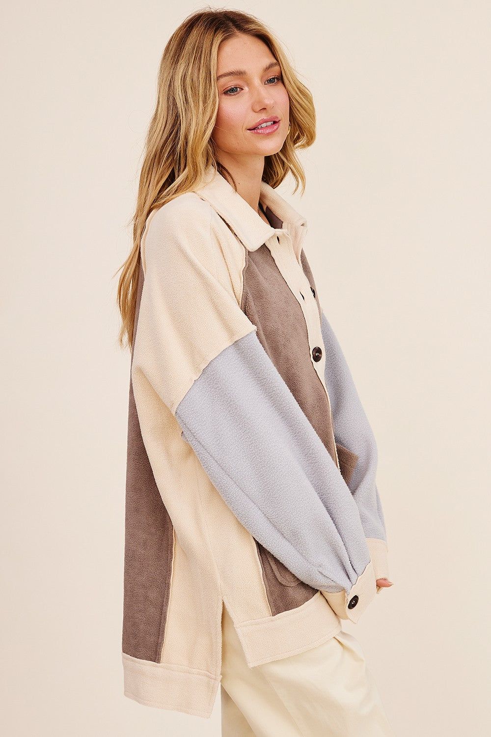 Grey Soft Touch Shacket Knit Jacket sold by Pinkblush product image thumbnail 2