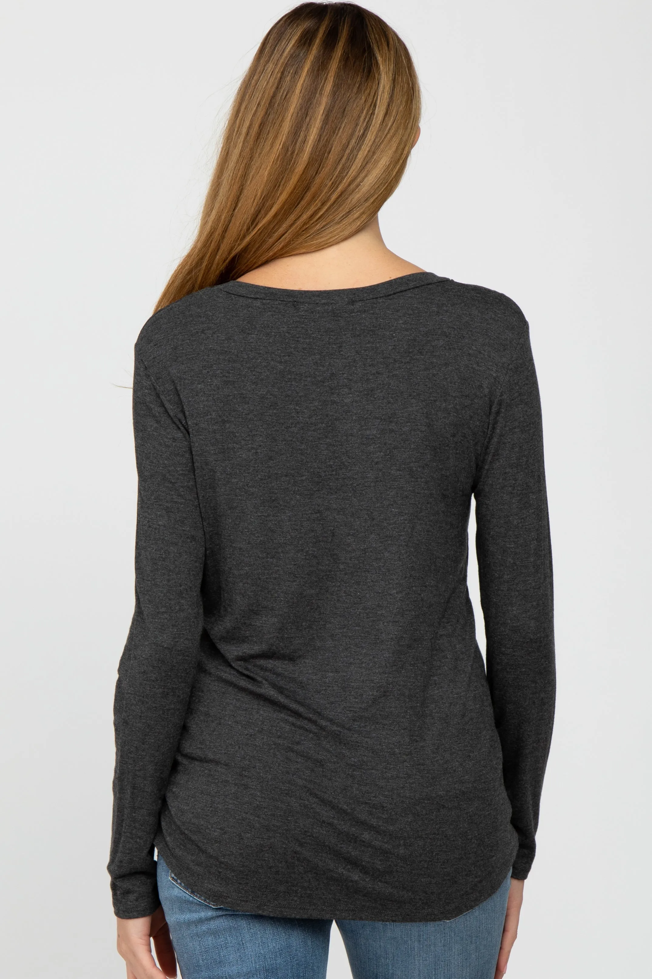 Charcoal Basic Long Sleeve Maternity Top sold by Pinkblush product image thumbnail 4