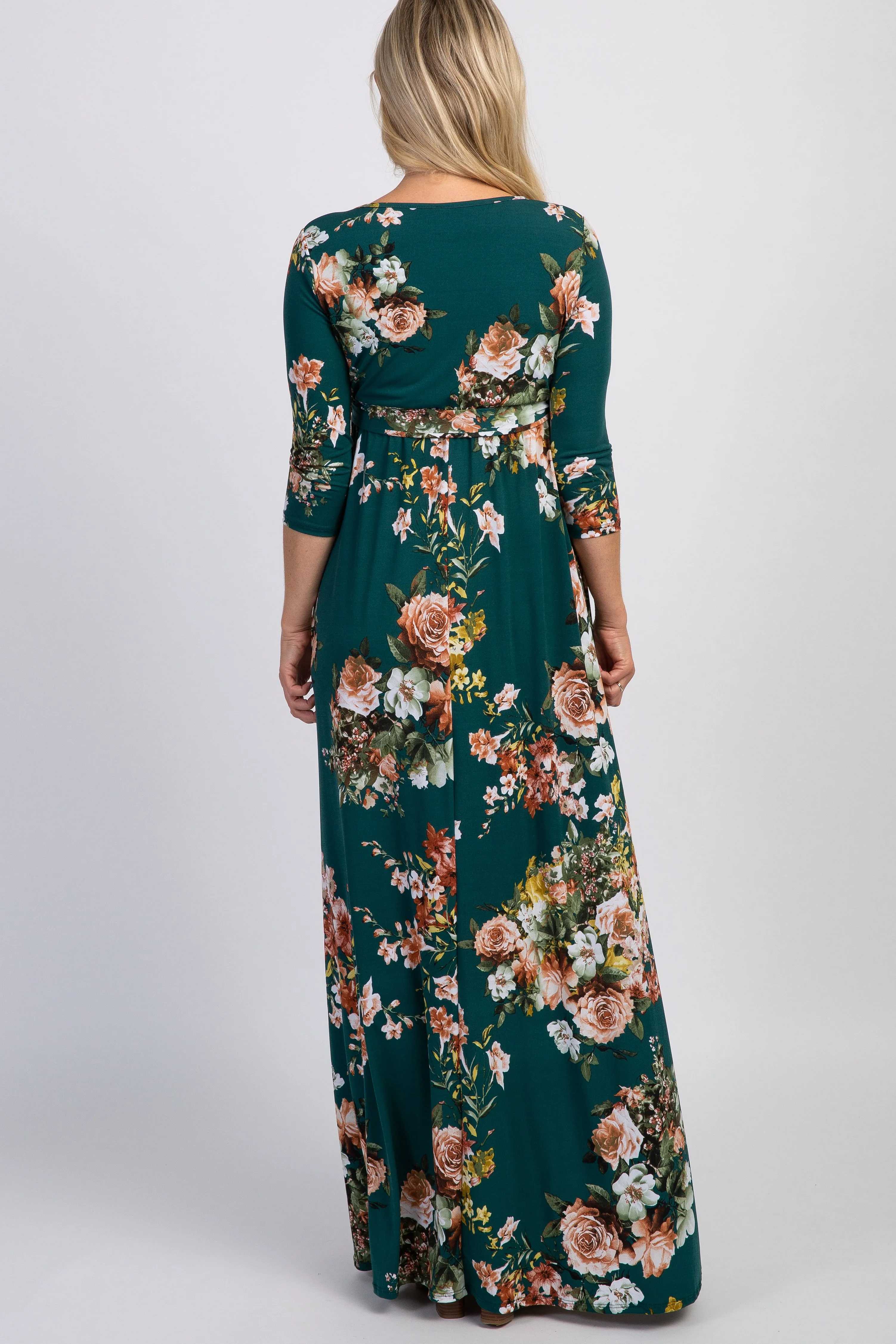 PinkBlush Green Rose Print Sash Tie Maternity Maxi Dress sold by Pinkblush product image thumbnail 3